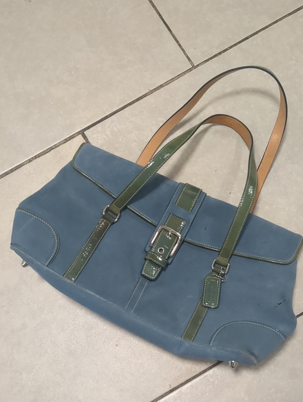 Vintage Coach Blue and Green Suede Bag - Picture 7 of 7